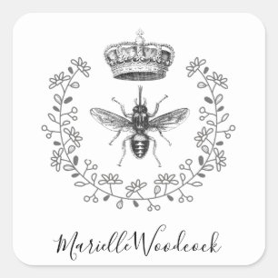 Sticker Carré Queen Bee avec logo Crown Laurel