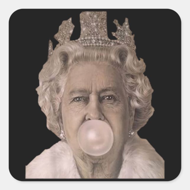 Sticker Carré Queen Elithabeth England Bubblegum (Devant)