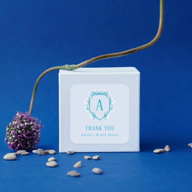 Sticker Carré Quelque Chose de Bleu Remerciement Fleurs de Marié (Créateur téléchargé)