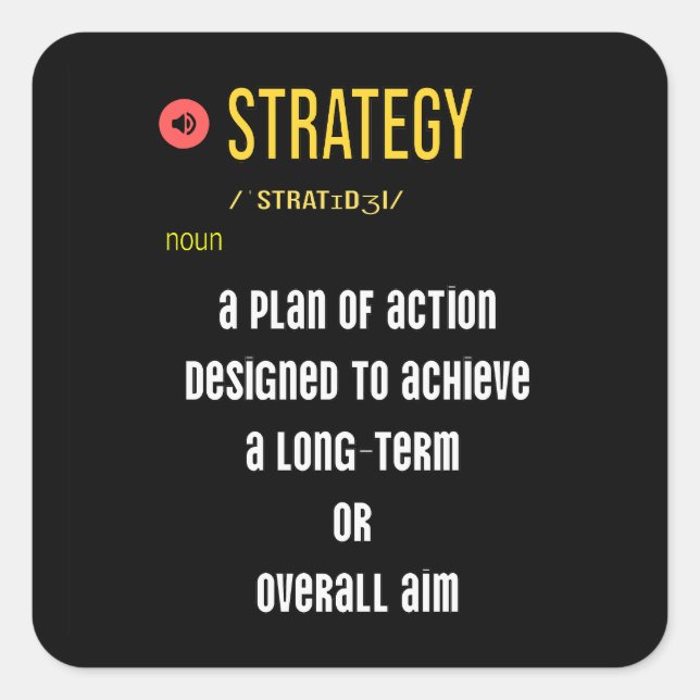 Sticker Carré Qu'entend-on par stratégie? (Devant)