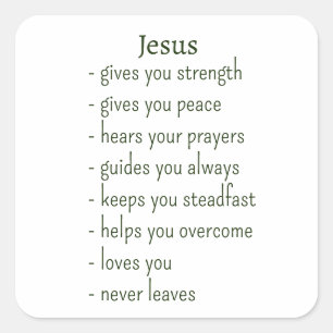 Sticker Carré Qui est Jésus, rappel réconfortant, cadeau souveni