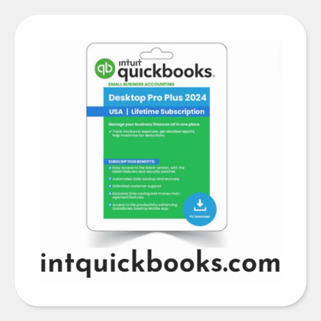Sticker Carré Quickbooks Desktop Pro 2024 - intquickbooks.com (Devant)
