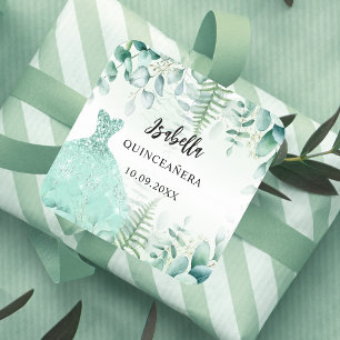 Sticker Carré Quinceanera eucalyptus bois vert