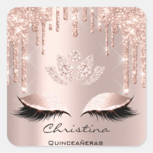 Sticker Carré Quinceañeras Sweet 16e 15e Sparkly Diamod