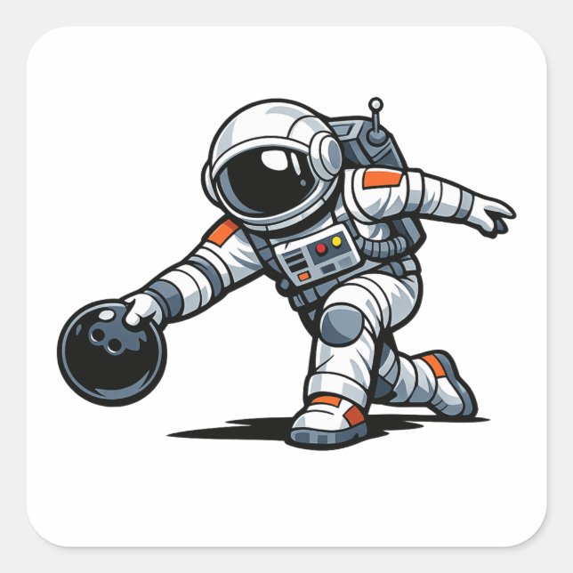 Sticker Carré Quirky Bowling Astronaut (Devant)