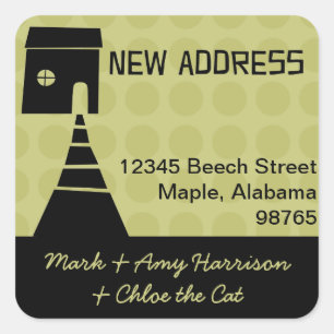 Sticker Carré Quirky Fun New Address Avocado