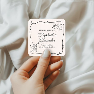 Sticker Carré Quirky & Whimsical Cupid Cherubs Mariage