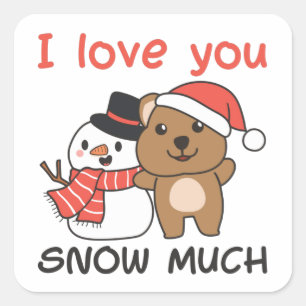Sticker Carré Quokka I Love You Snow Much Snowman Pun