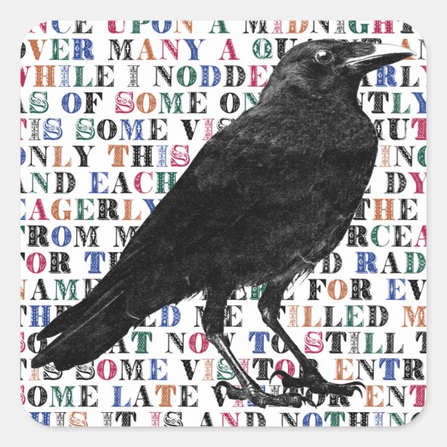 Sticker Carré Quoth The Raven Jamais Plus (Devant)