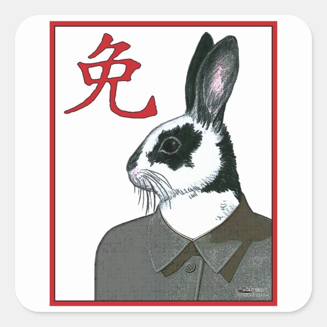 Sticker Carré Rabbit de fête (Devant)