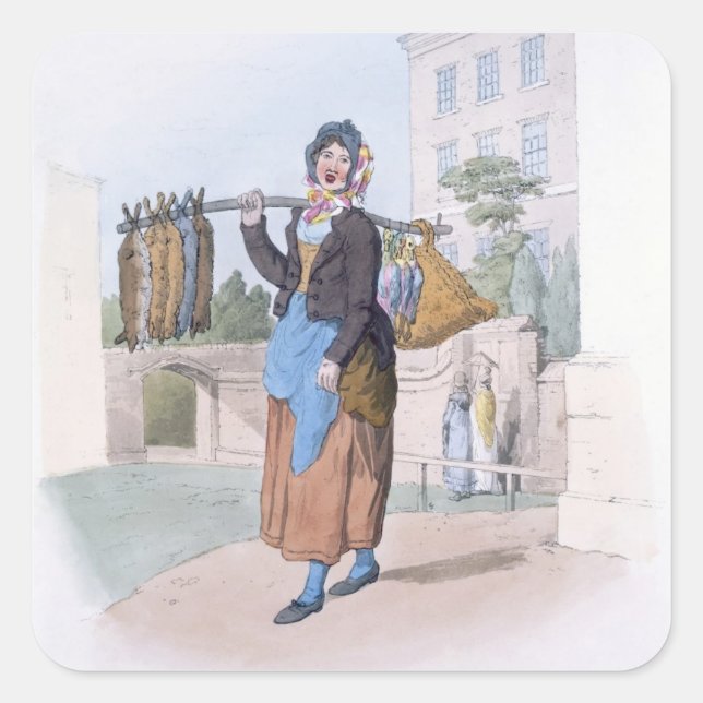 Sticker Carré Rabbit Woman, from 'Costume of Great Britain', pub (Devant)