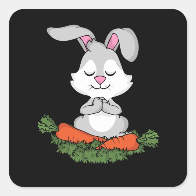 Sticker Carré Rabbit Yoga Amateur Femmes Lapin Cadeau Méditer (Devant)