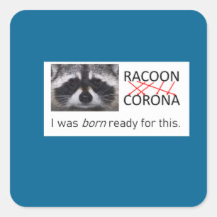 Sticker Carré Raccoon anagram Corona l'a eu au moins 19 fait le 