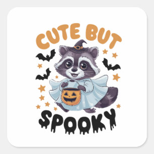 Sticker Carré Raccoon habillé en costume fantôme