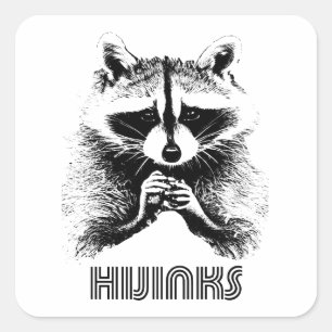Sticker Carré Raccoon Hijinks