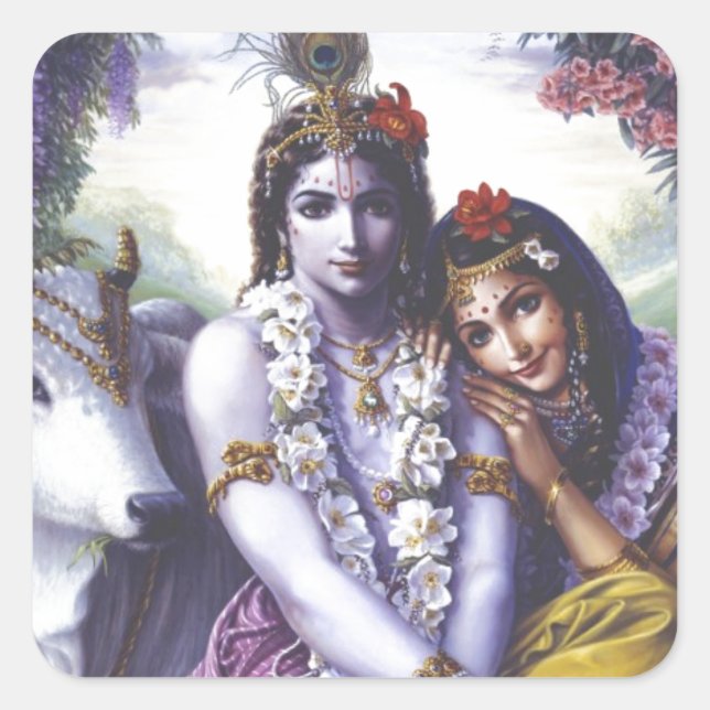 Sticker Carré Radha et Krishna (Devant)