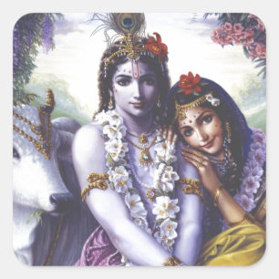 Sticker Carré Radha et Krishna