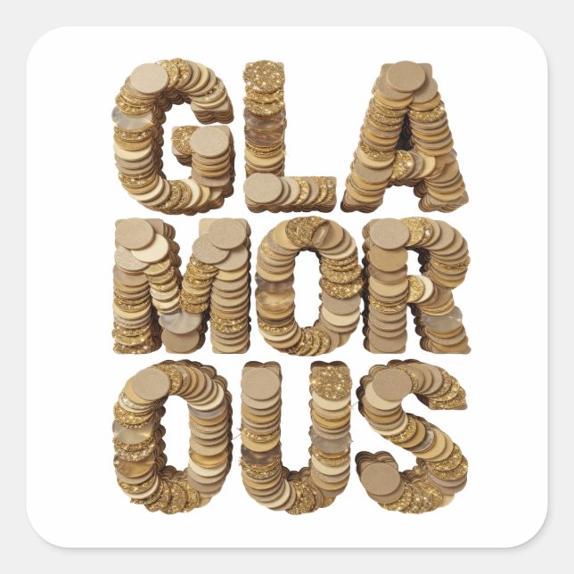 Sticker Carré Radiant Gold GLAMOROUS Design de décalque (Devant)