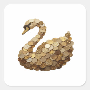Sticker Carré Radiant Gold GOLDEN SWAN Design d'autocollant