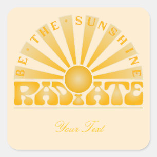 Sticker Carré RADIATE Be Sunshine Vintage Retro Gold + crème
