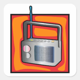 Sticker Carré Radio Art Pop Rétro des Années 80 Vibrant Vintage