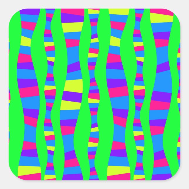 Sticker Carré Radio Neon Colors Rétro Modern Pattern Psychedelic (Devant)