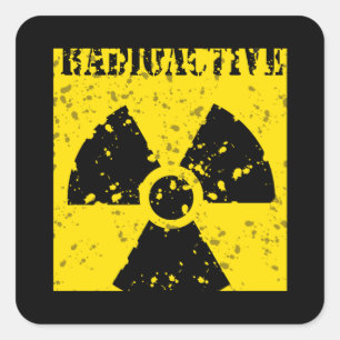 STICKER CARRÉ RADIOACTIVE-4 ALERTE RADIOACTIVE SYMBOLE SIGN GRAP