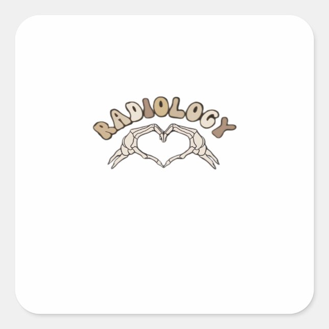 Sticker Carré Radiologie Squelette Coeur Mains Classique (Devant)