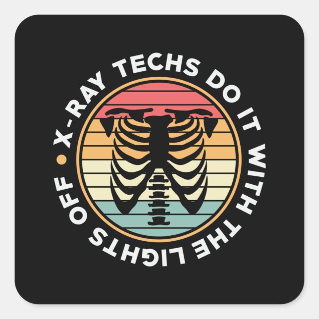 Sticker Carré Radiologie Technologie X-Ray Techs Do It Retro Xra (Devant)