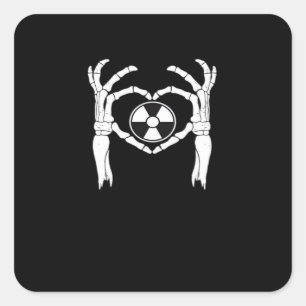 Sticker Carré Radiologie X-Ray Tech Coeur en forme de squelette 