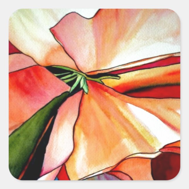 Sticker Carré Rainbow Begonia flower watercolour original (Devant)