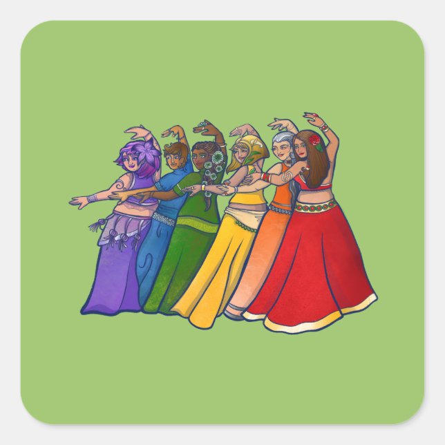 Sticker Carré Rainbow Belly Dancer Art Belly Dance (Devant)