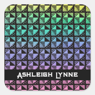 Sticker Carré Rainbow Brot Plats Patchwork Quilt Motif