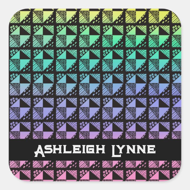 Sticker Carré Rainbow Brot Plats Patchwork Quilt Motif (Devant)