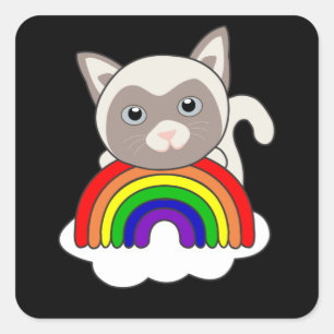 Sticker Carré Rainbow Cat Sweet Cats Pour Enfants Siamcat