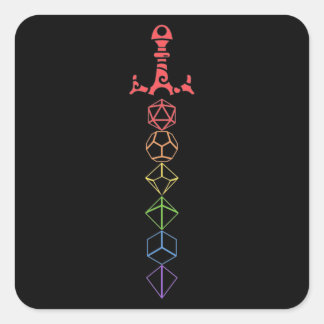 Sticker Carré Rainbow Dice Sword Tablett RPG Jeu