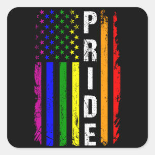 Sticker Carré Rainbow Flag American LGBT Prith Mois LGBTQ US