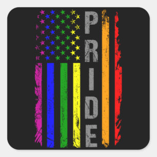 Sticker Carré Rainbow Flag American LGBT Prith Mois LGBTQ US