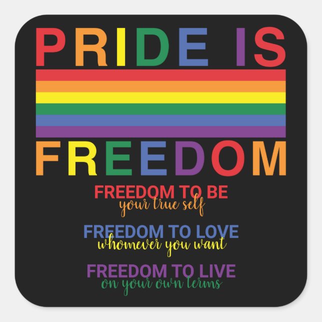 Sticker Carré Rainbow Flag LGBTQ Pride est Freedom Gay Rights (Devant)