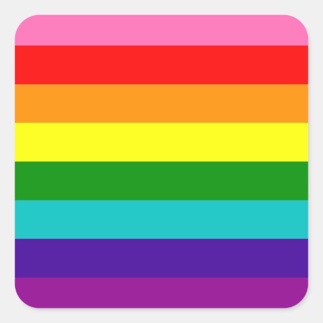 Sticker Carré Rainbow Gay Pride LGBT Original 8 Stripes (Devant)