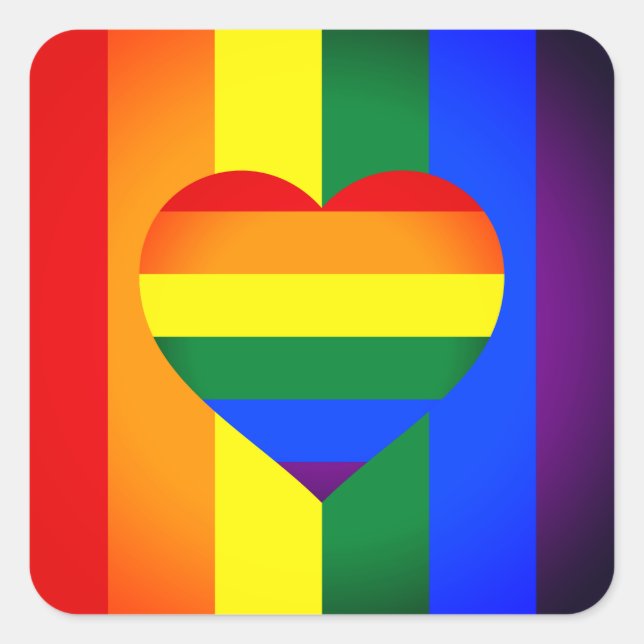 Sticker Carré Rainbow Heart & Pride Rainbow Flag / communauté LG (Devant)