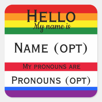 Sticker Carré Rainbow Hello Pronouns