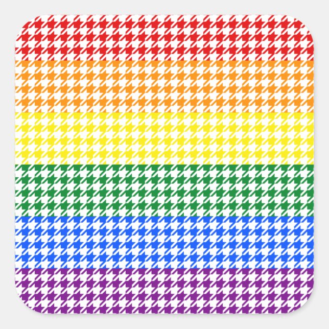 Sticker Carré Rainbow Houndstooth (Devant)