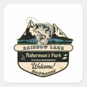 STICKER CARRÉ RAINBOW LAKE FISHERMAN'S PARK - AMATEUR DE PÊCHE