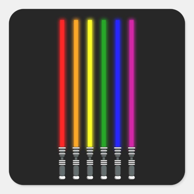 Sticker Carré RAINBOW LIGHTSABER LGBT Pride Mois LGBTQ Rainbow (Devant)