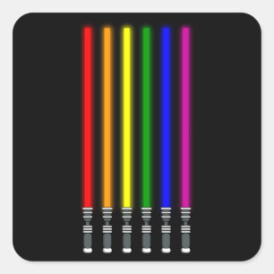 Sticker Carré RAINBOW LIGHTSABER LGBT Pride Mois LGBTQ Rainbow