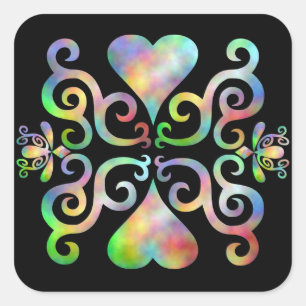 Sticker Carré Rainbow Lily and Heart