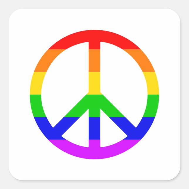 Sticker Carré Rainbow Peace Sign (Devant)