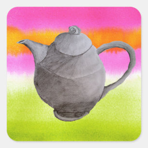 Sticker Carré Rainbow Teapot partie thé