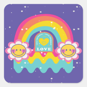 Sticker Carré Rainbow Vous aimez